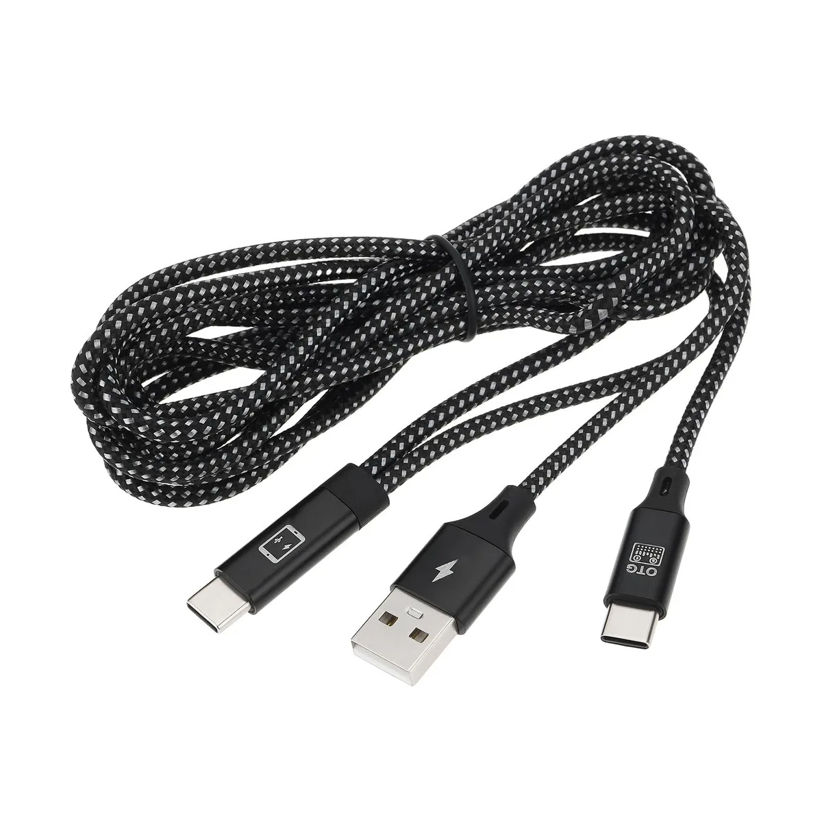 Black USB OTG sound card cable with Type-C and USB-A connectors, 1m and 1.5m lengths