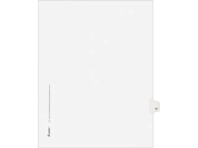 Avery Avery 1019 Legal Side Tab Divider 19 Letter White 25 Pack — product photo