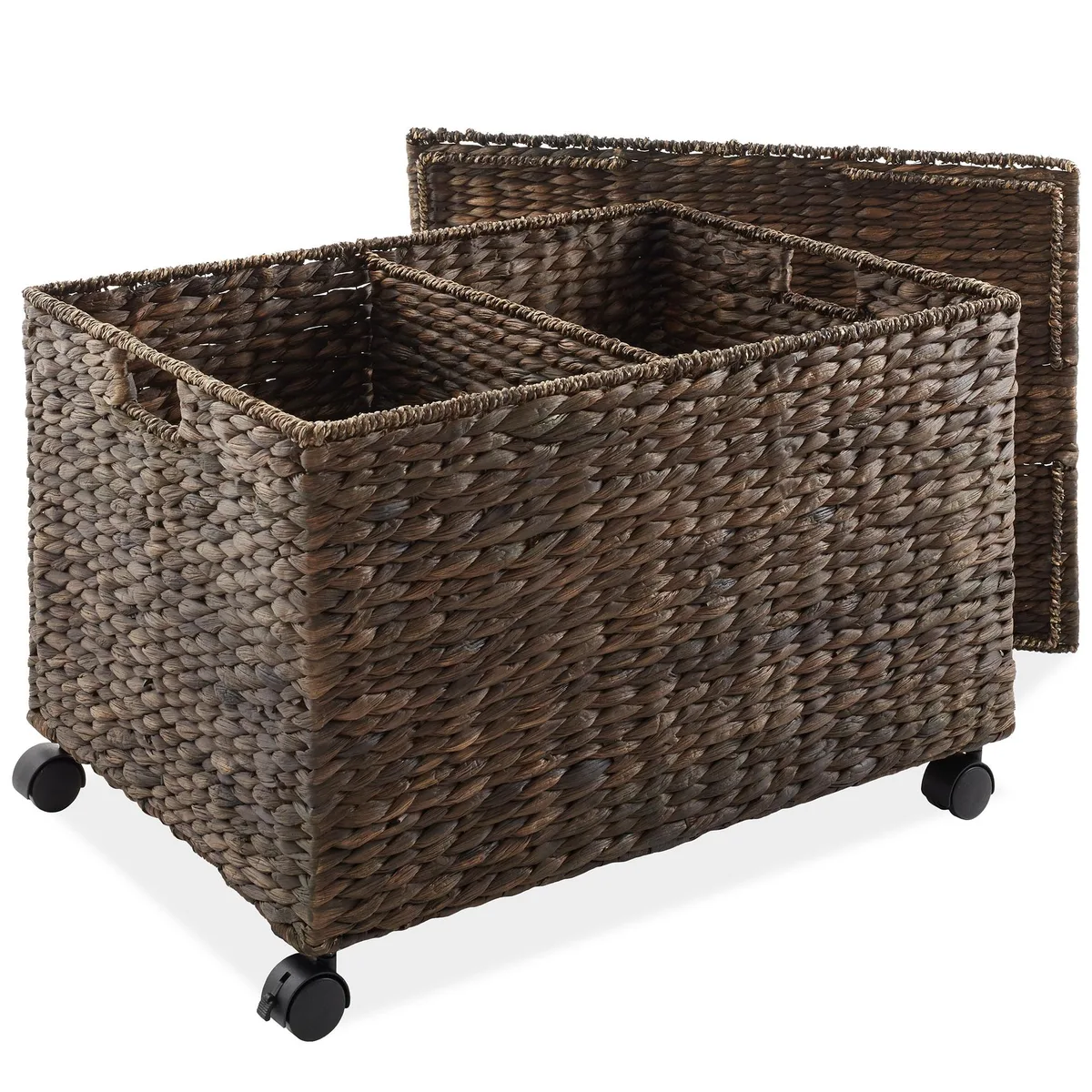 Casafield Casafield STO-W5597-BRN Rolling Storage Basket Cart with Lid and Locking Wheels, Brown — product photo