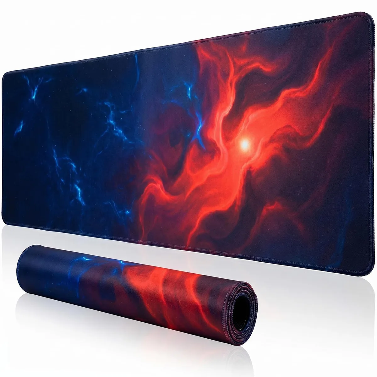  Jeffbaubl Extended Desk Mat 31.5 x 11.8 in Blue Red Pattern 3mm — product photo