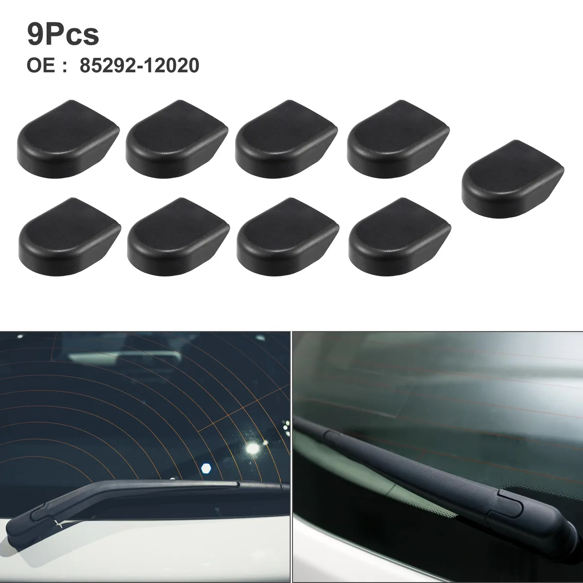 Unique-Bargains Unique-Bargains Rear Wiper Arm Nut Cover Cap 9pcs Black — product photo