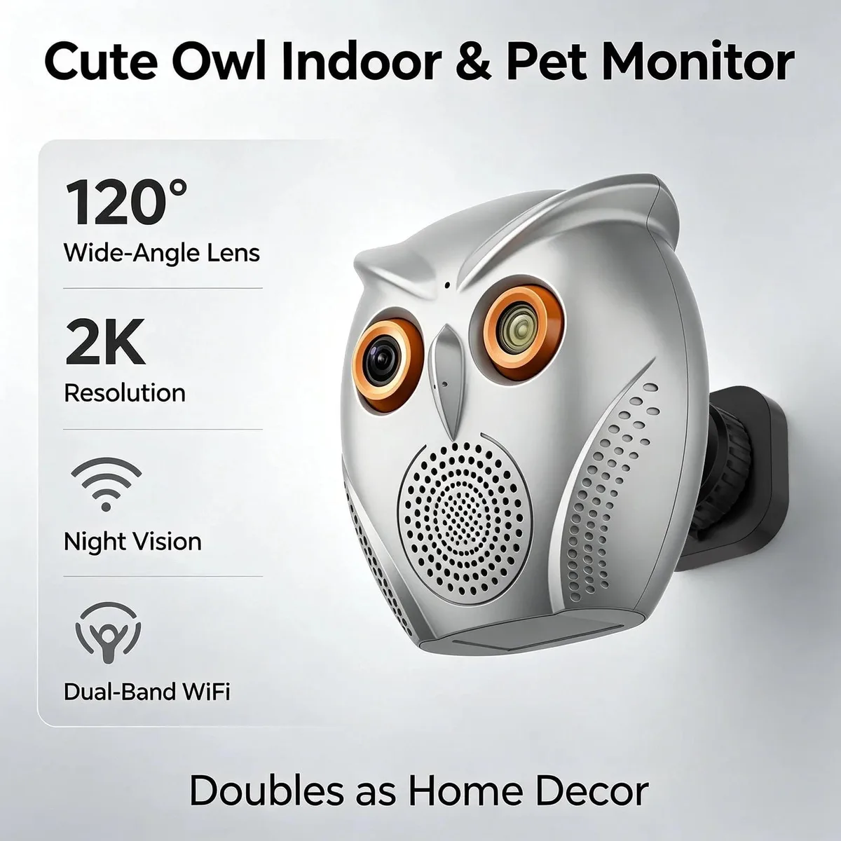 Picturesky Picturesky 2K Owl-Shaped Wireless Surveillance 120° Night Vision Two-Way Audio .8 lb — product photo