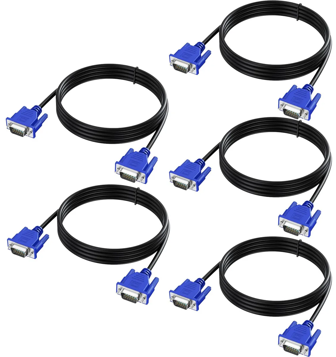 HANNORD HANNORD VGA cable 5 ft 5-pack blue 15-pin 1080P 60Hz — product photo
