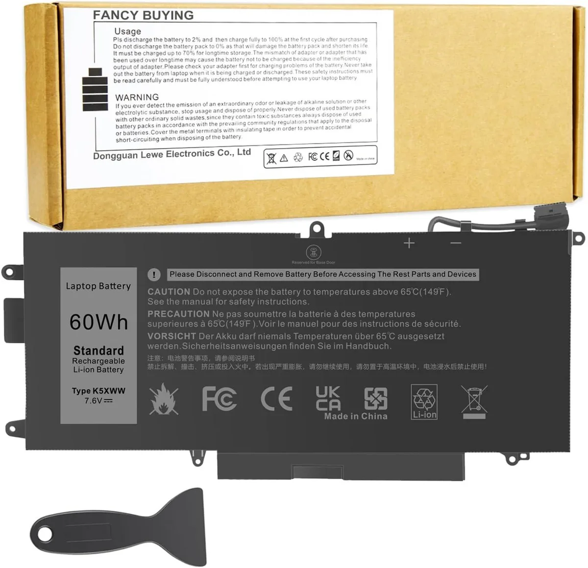 PISKEKAT PISKEKAT K5XWW 60Wh laptop battery for Dell Latitude 7389 7390 2-in-1 — product photo