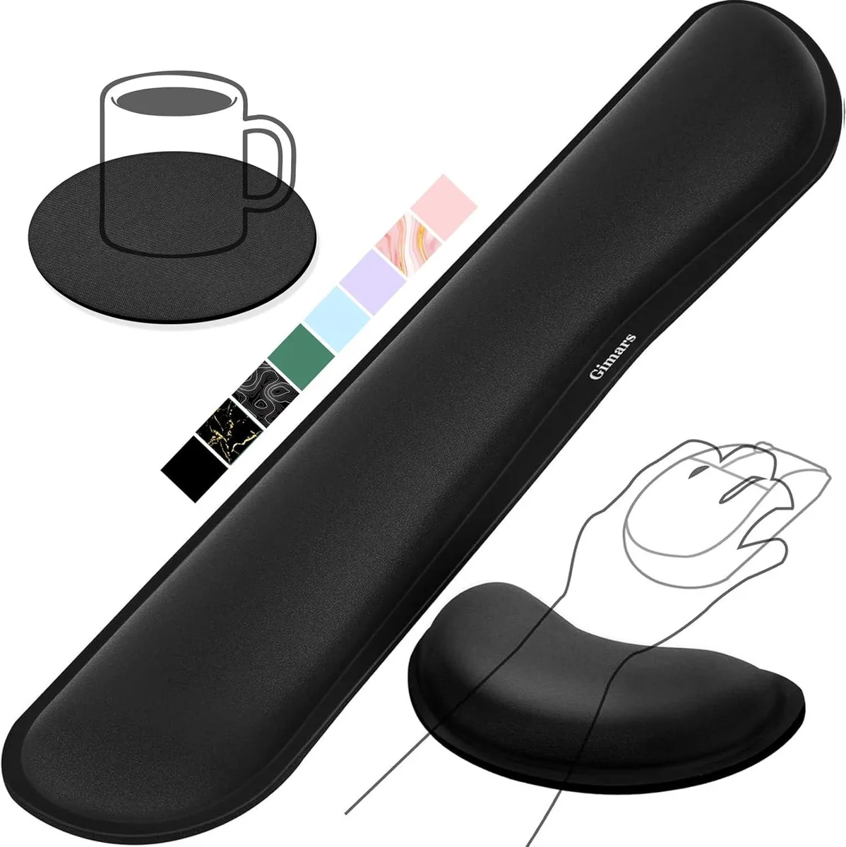 Emerson Emerson Wrist Rest Set Black 17 x 3.5 x 1.2 / 6.3 x 3.3 x 1.2 — product photo