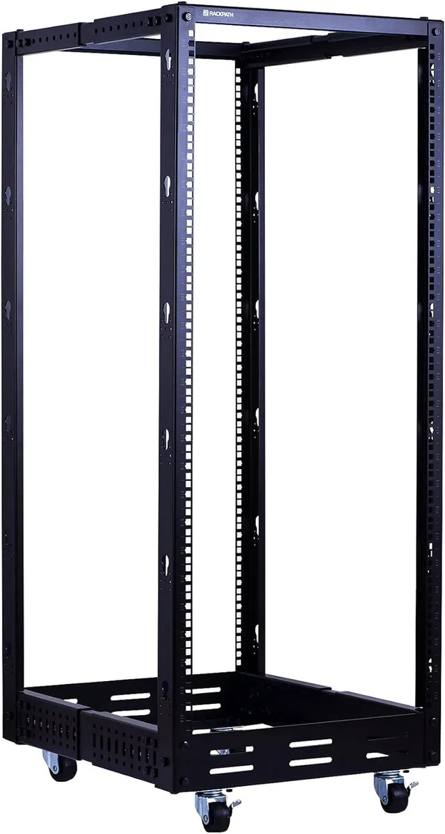 PISKEKAT PISKEKAT 25U Open Frame Server Rack 19in 1323lb Adjustable Depth Casters — product photo