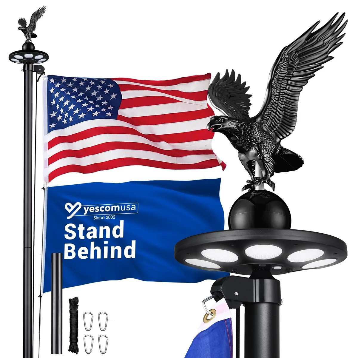 Yescom USA, Inc. Yescom USA, Inc. 22FLPSET047-20S18-L1-EA-06 20ft 13Gauge 136LED Solar Flag Pole Kit — product photo