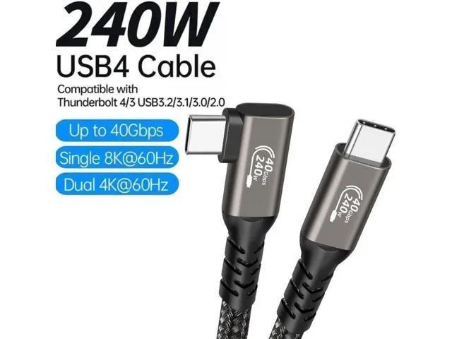 Manw Manw USB4 Type-C Cable Right Angle 1.6FT 40Gbps 240W 90° — product photo