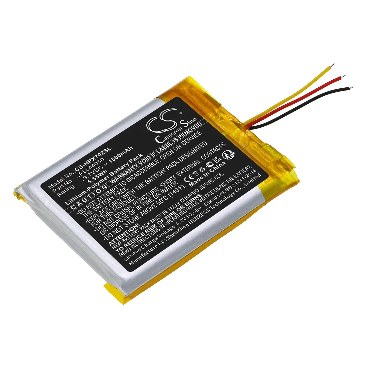 Cameron &amp; Co Cameron &amp; Co DS-CS-HPX702SL 3.7V 1500mAh Li-Polymer battery — product photo