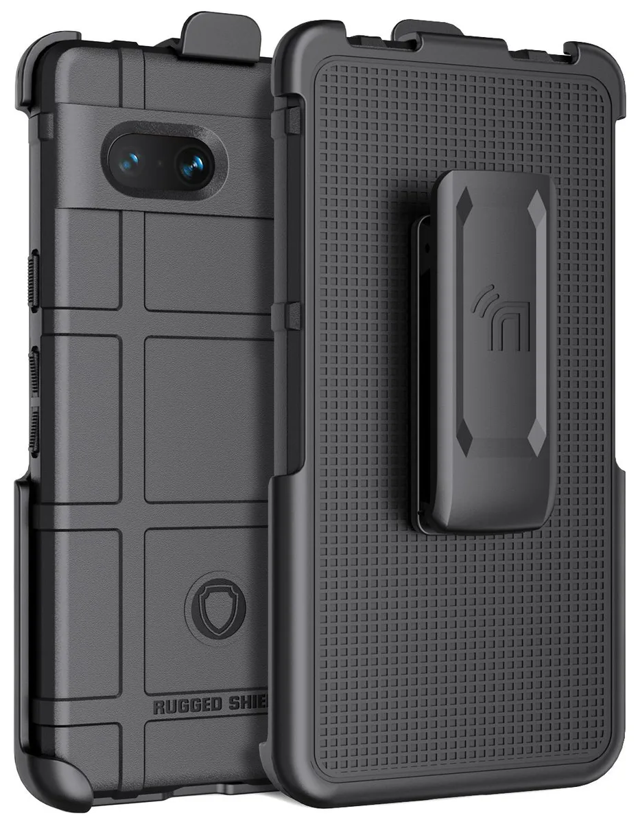 Nakedcellphone Nakedcellphone Special Ops Rugged Shield Case &amp; Belt Clip Holster for Google Pixel 7a (2023) Black — product photo