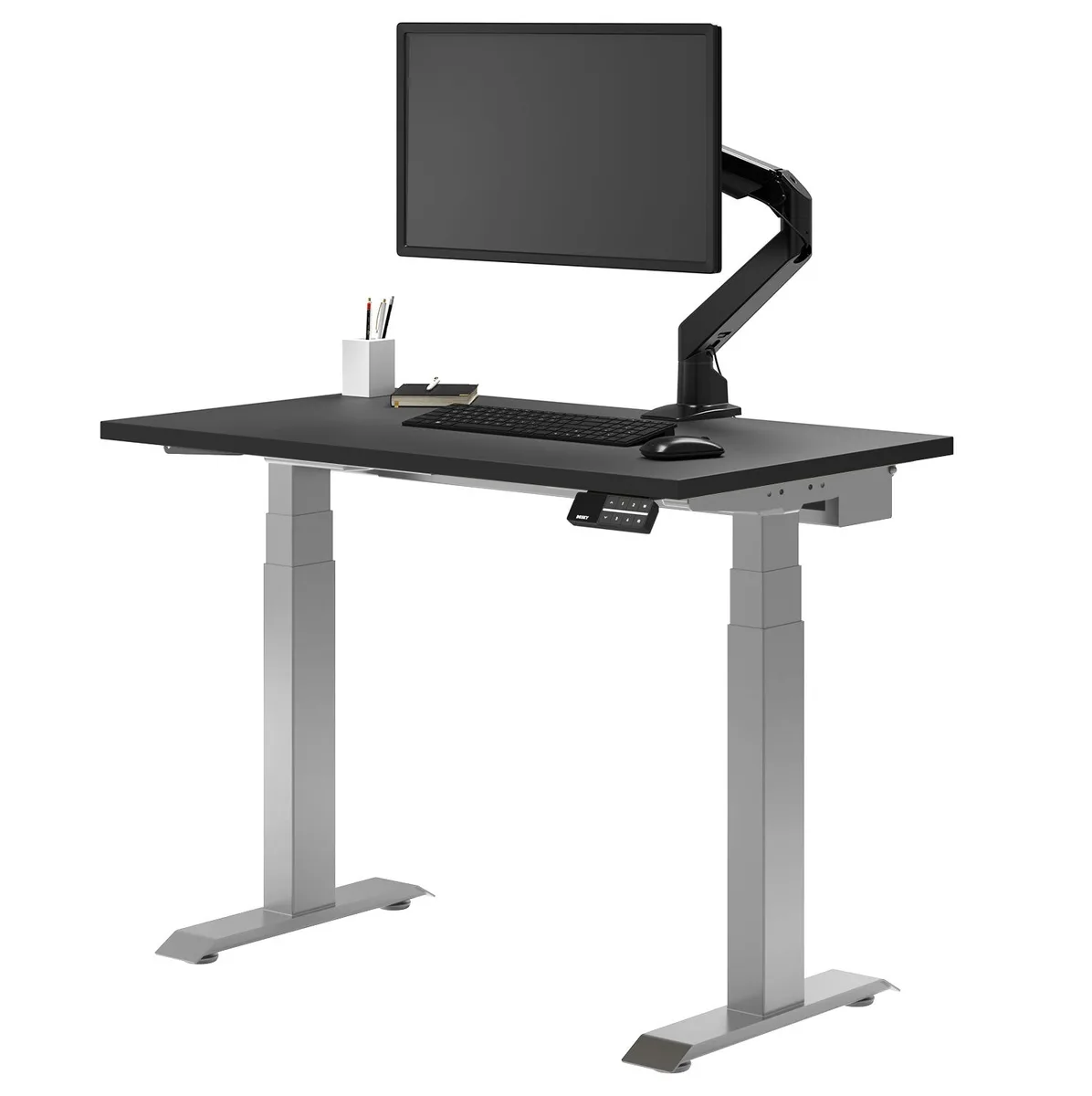 Desky Desky Dual Mini Sit Stand Desk 40 x 24 in Black Gray — product photo