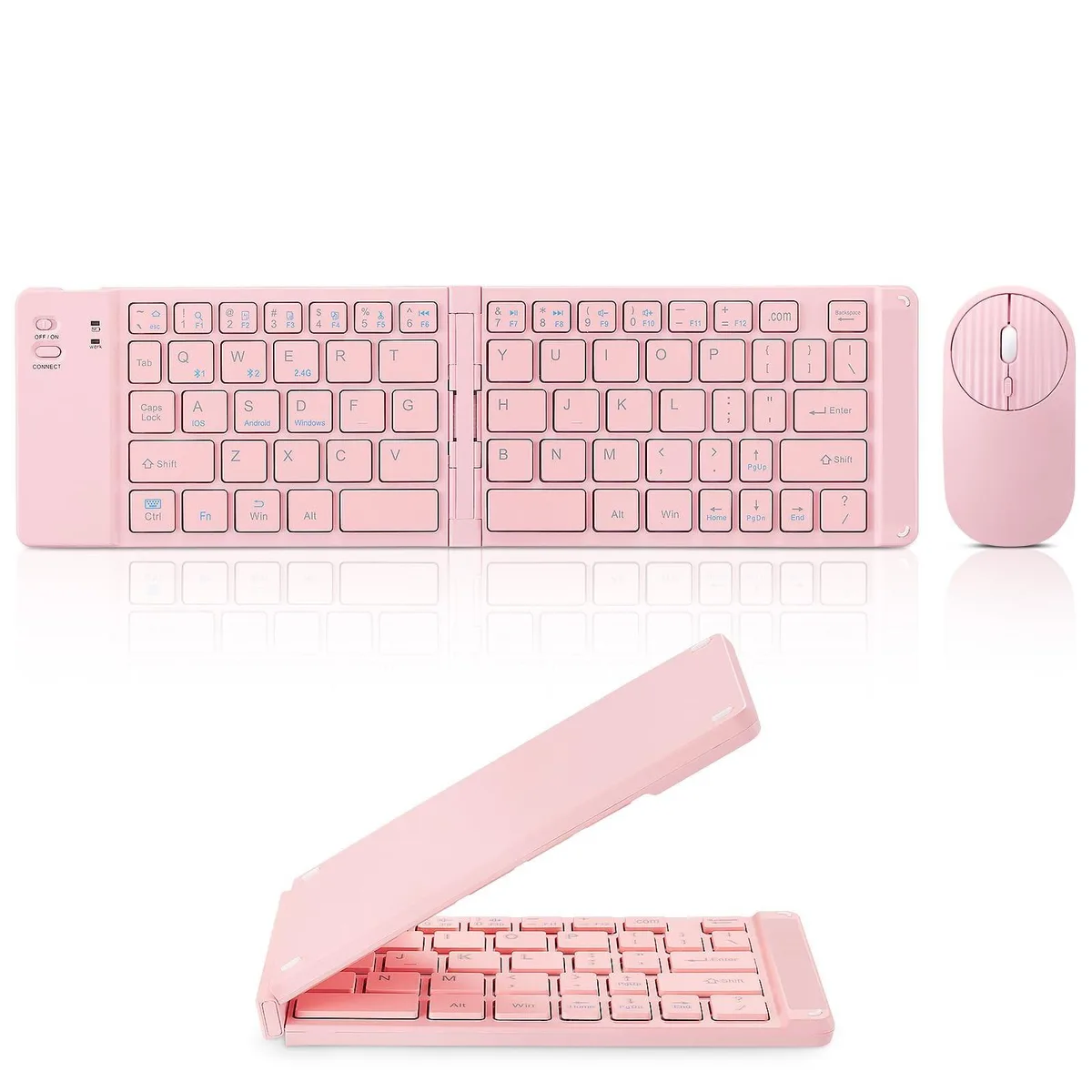 Alphacool Alphacool Mini Rechargeable Foldable Bluetooth Keyboard Mouse Combo Pink 2 in 1 Accessory — product photo