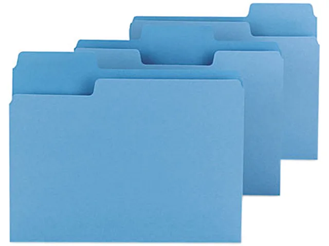 Smead Smead 11986 SuperTab File Folders 1/3 Cut Letter Blue 100/Box — product photo