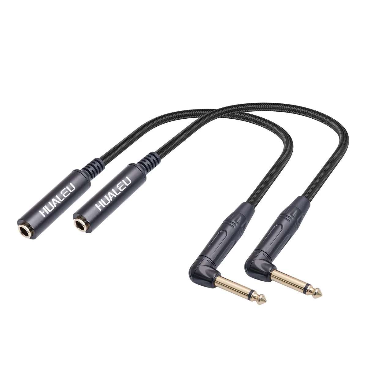 BFKK BFKK 2-Pack 1ft 6.35mm Right Angle TS Male to TS Female Audio Adapter — product photo