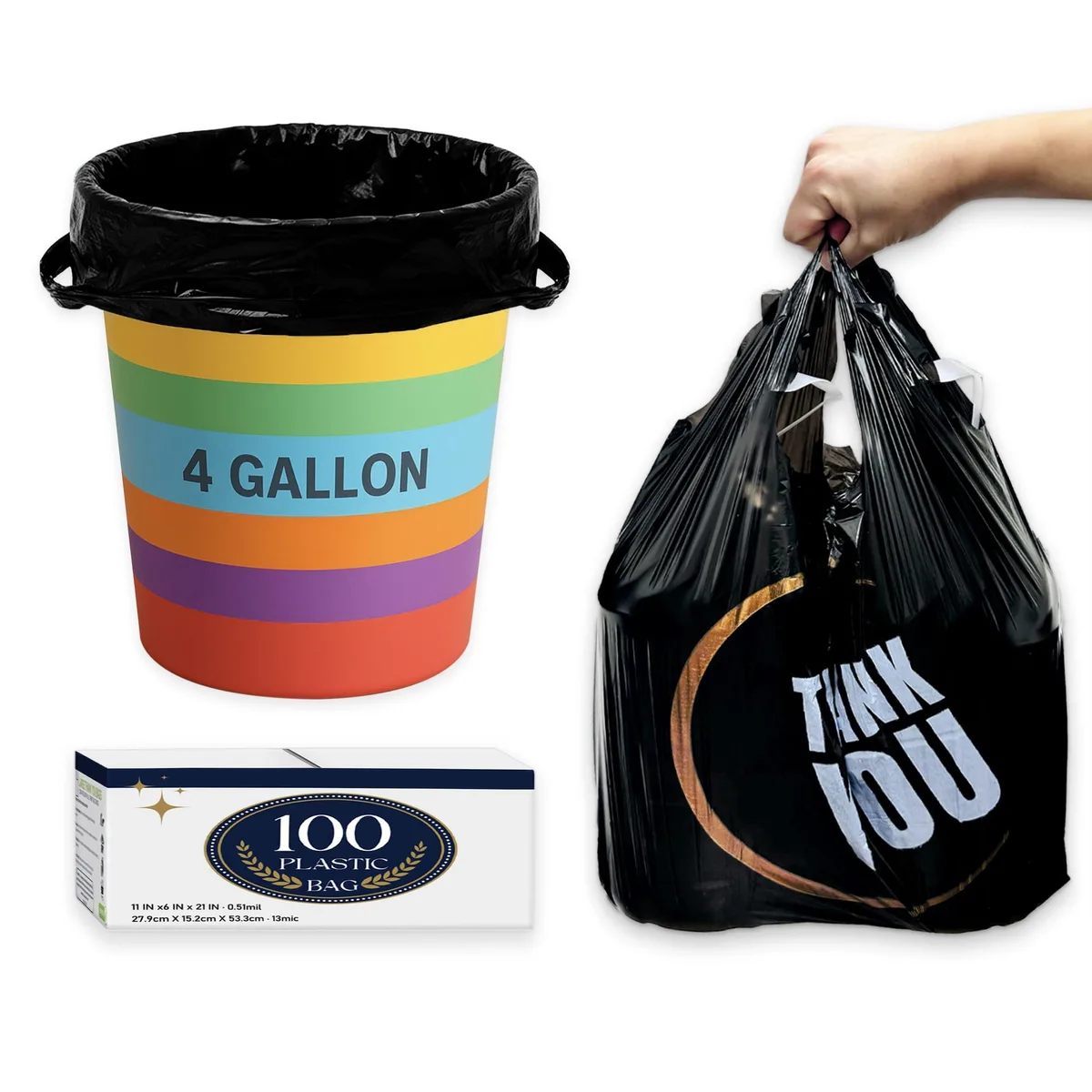  YoYoRain 4Gallon TStyle 4 gallon garbage bags 100 count 11 x 21 — product photo