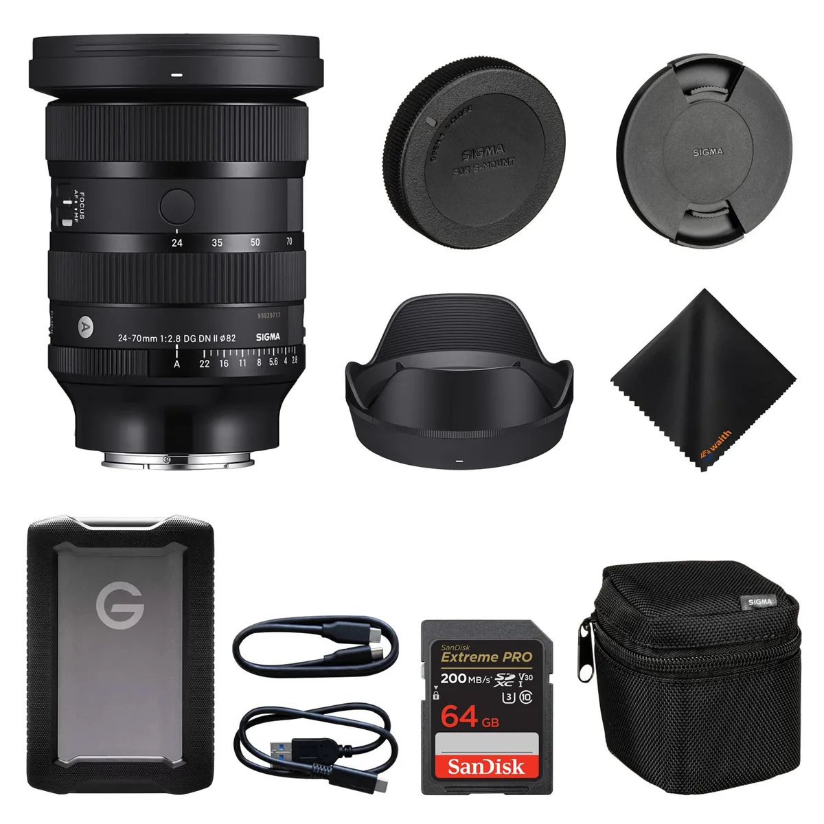 SIGMA SIGMA 24-70mm f2.8 DG DN II Art Lens Sony E Bundle — product photo