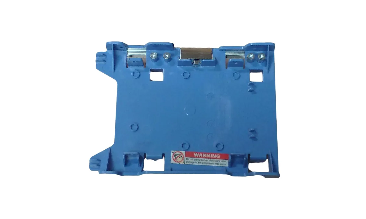 Black plastic internal drive bay adapter holding two 2.5 inch drives in a 3.5 inch form factor