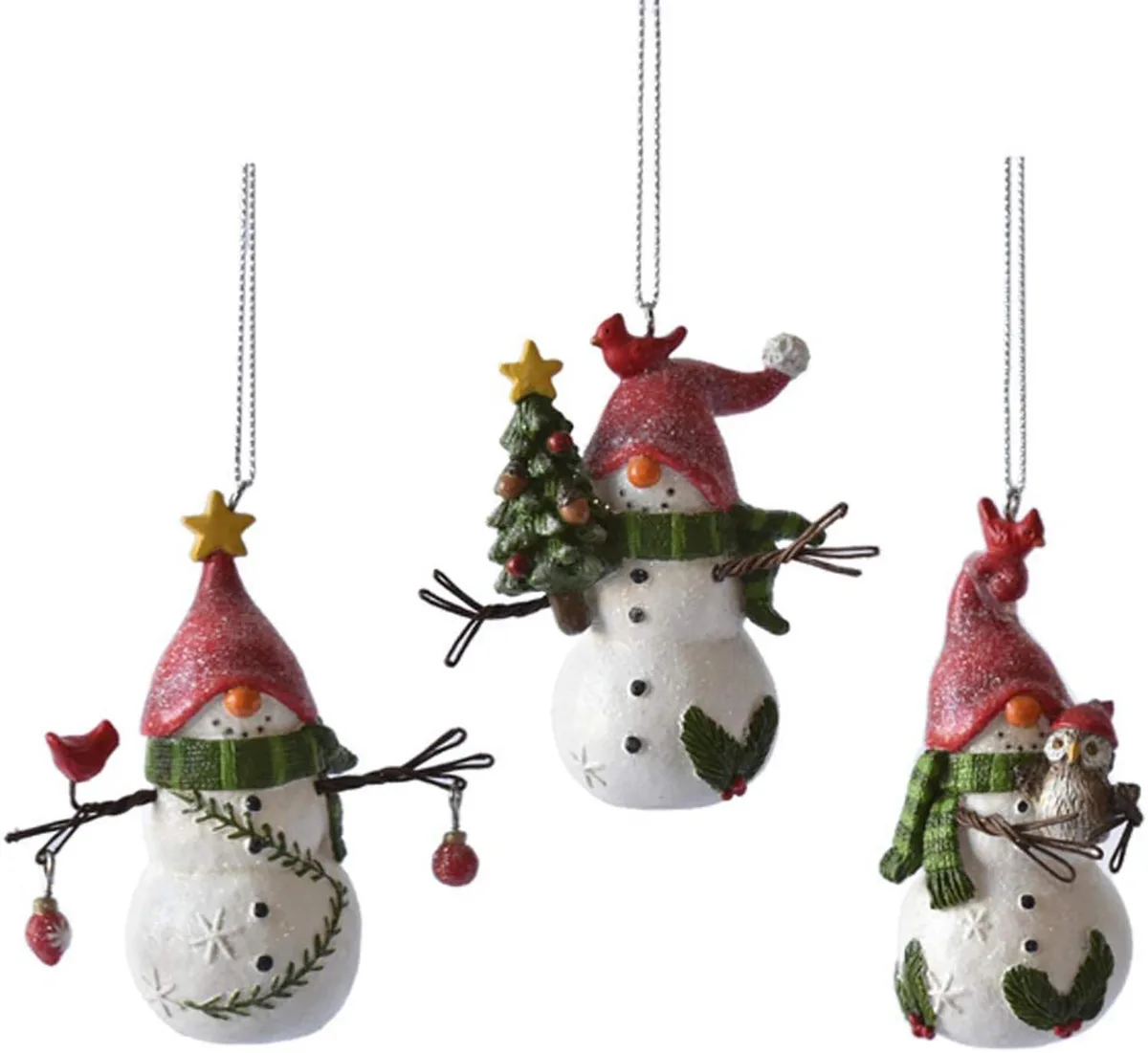 Ganz Ganz MX180568 Snowman Gnome Ornaments, Set of 3, 3.75 Inches — product photo