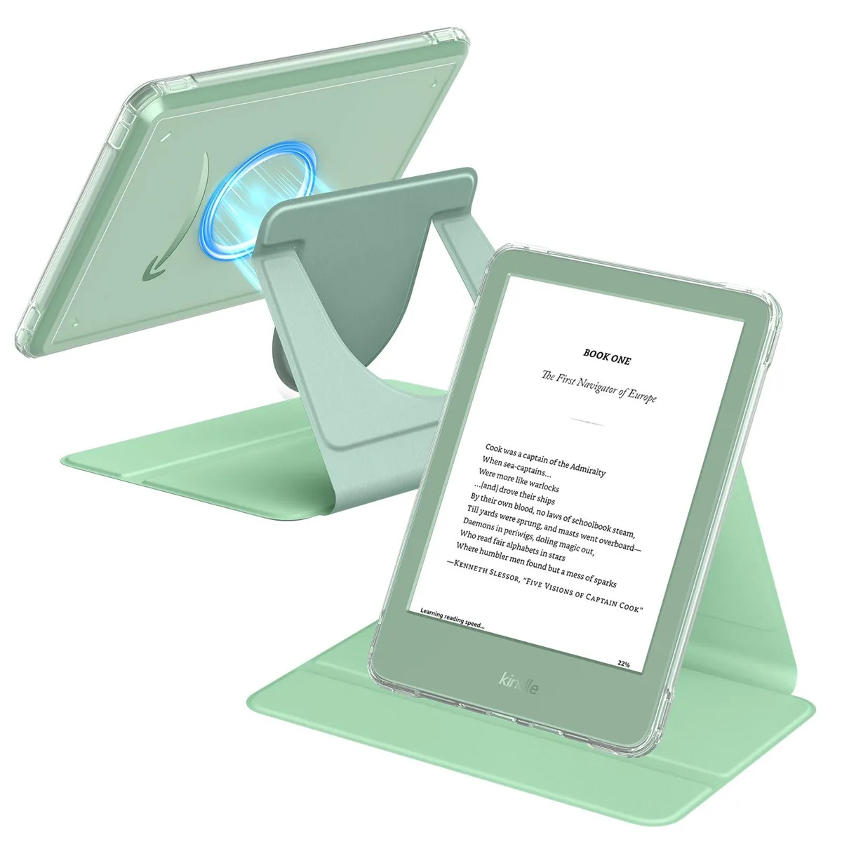  MoKo C2V2L3 6" Kindle 11th Gen 2024/2022 Rotating Case Matcha — product photo