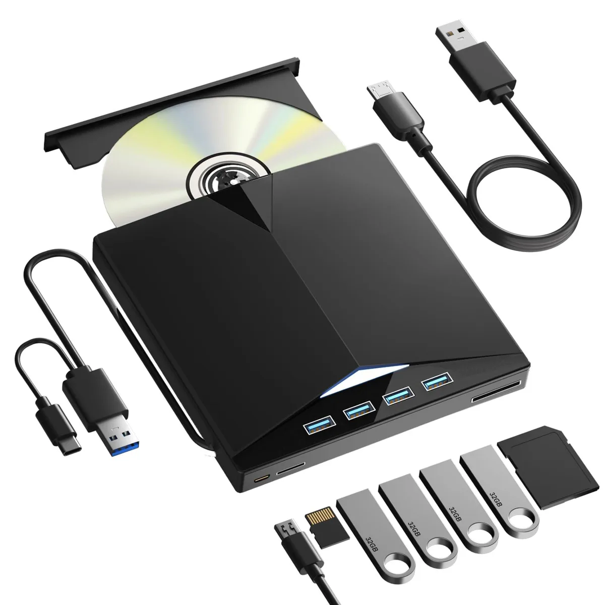 Yaeonku 7 in 1 External Blu-Ray Drive USB 3.0 Type-C — product photo