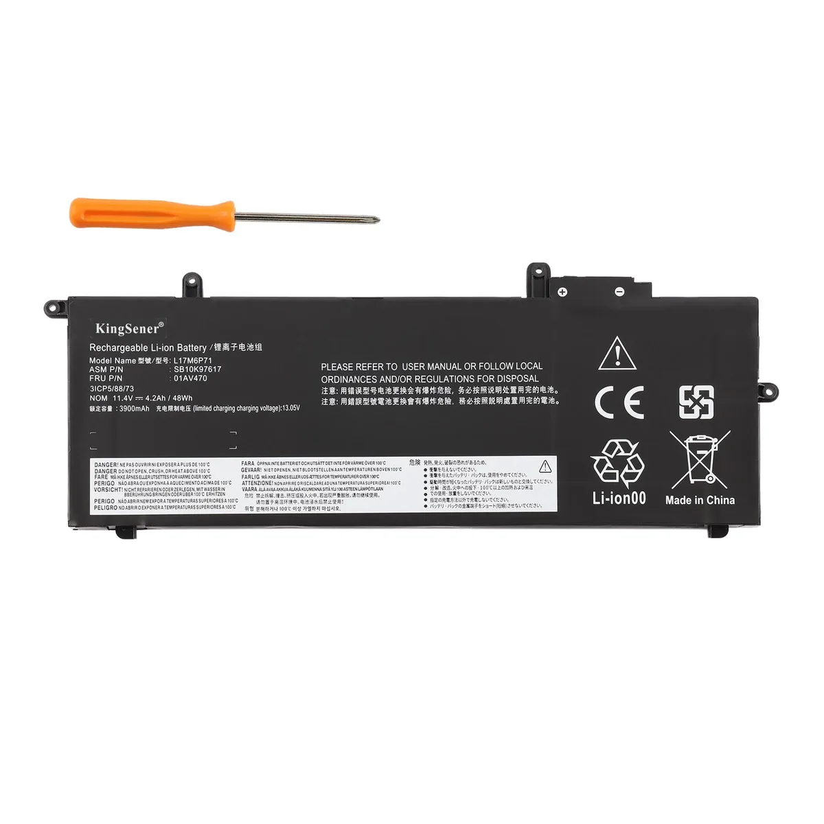 KingSener KingSener L17L6P71 laptop battery 11.4V 48WH for Lenovo ThinkPad X280 — product photo