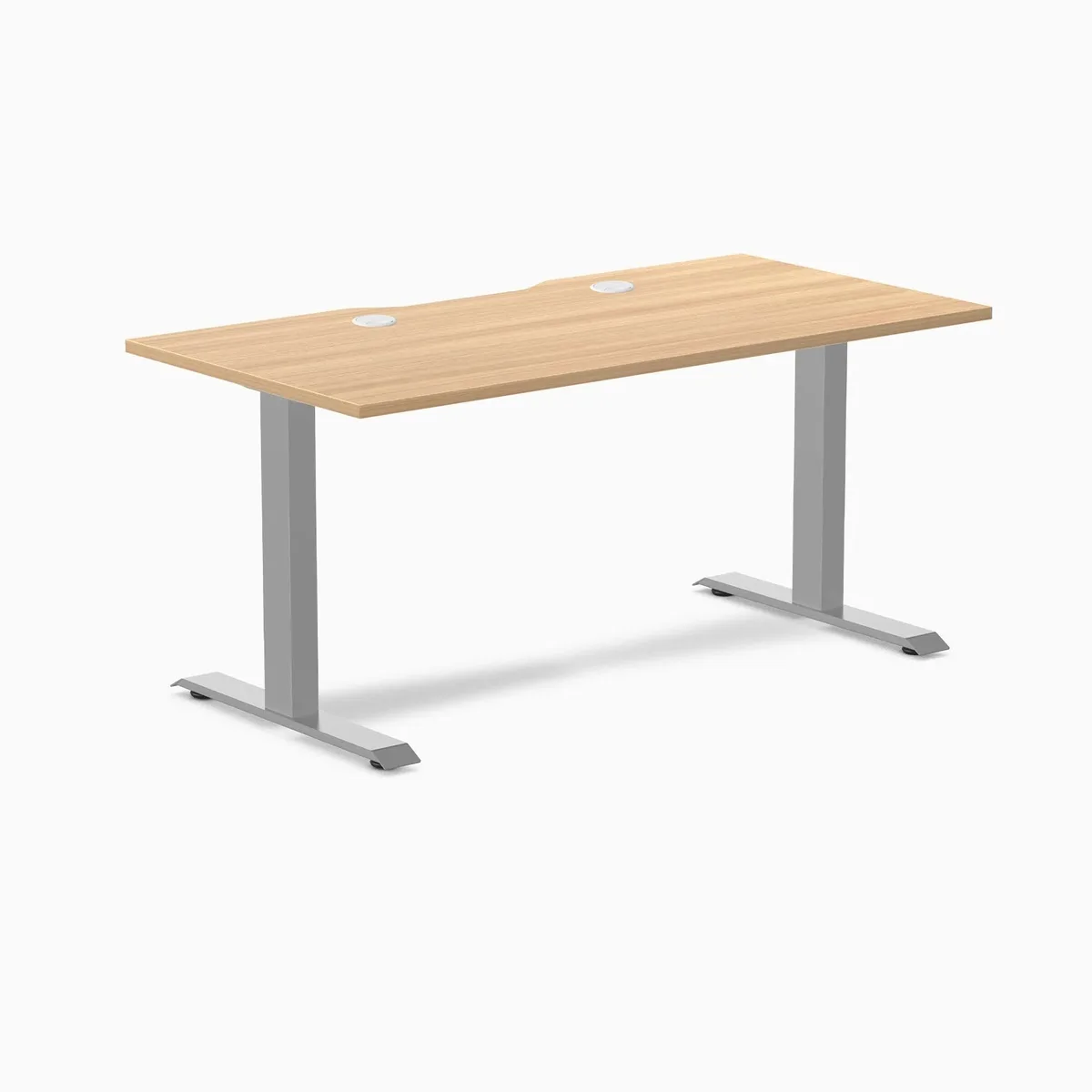 Desky Desky Zero Scalloped Laminate Desk Sublime Teak Grey 59.1 x 29.5 in with Grommets — product photo