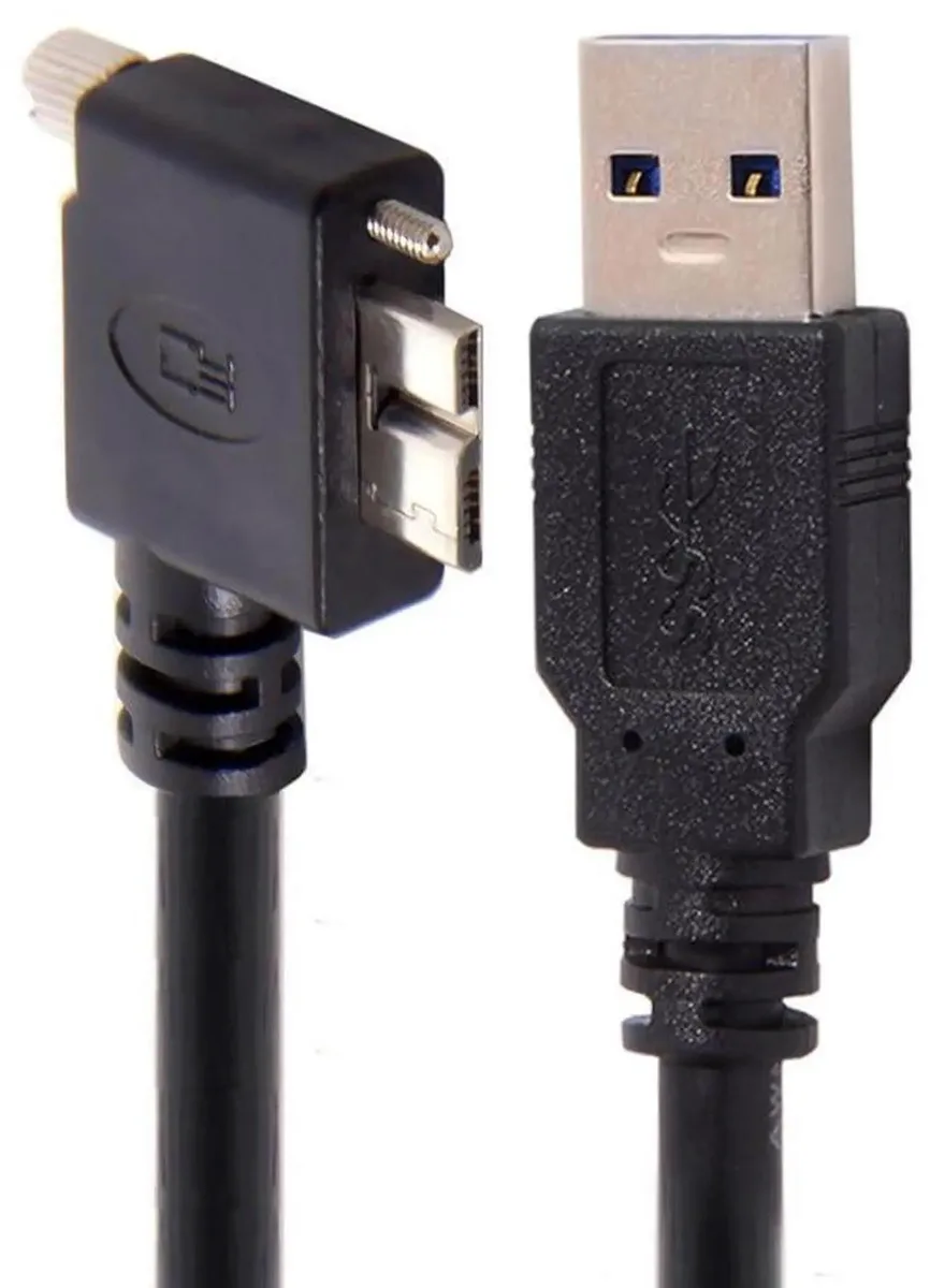 SMUGDESK SMUGDESK 1.2M USB 3.0 90° Left Angled Type-A to Micro-B Cable with Panel Mount Screws — product photo