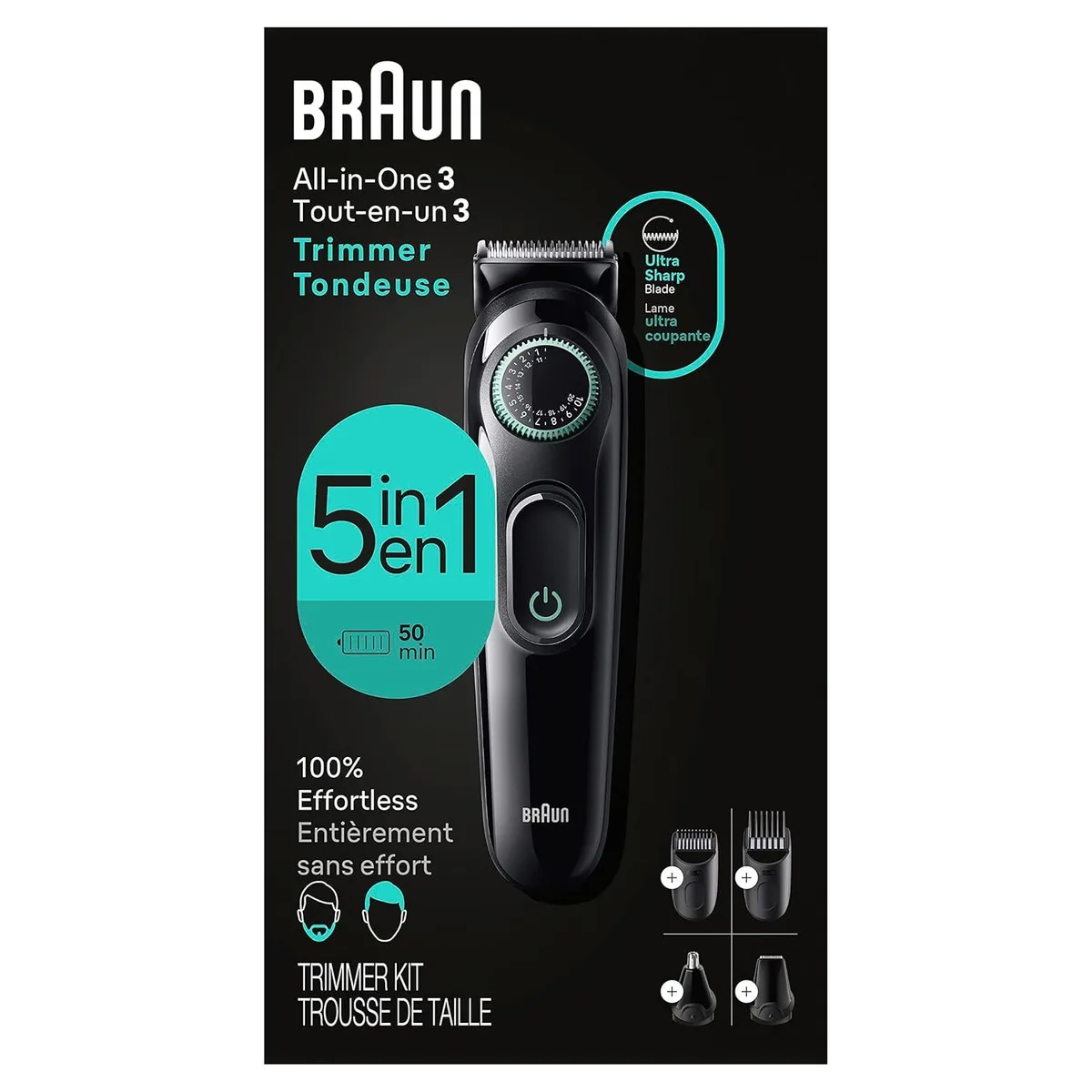 TAURKENAM TAURKENAM 5-in-1 Trimmers for Men 3450 40 Length Settings 50-min Runtime — product photo