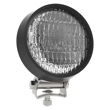 Round incandescent flood light with bracket mount and blunt cut wires