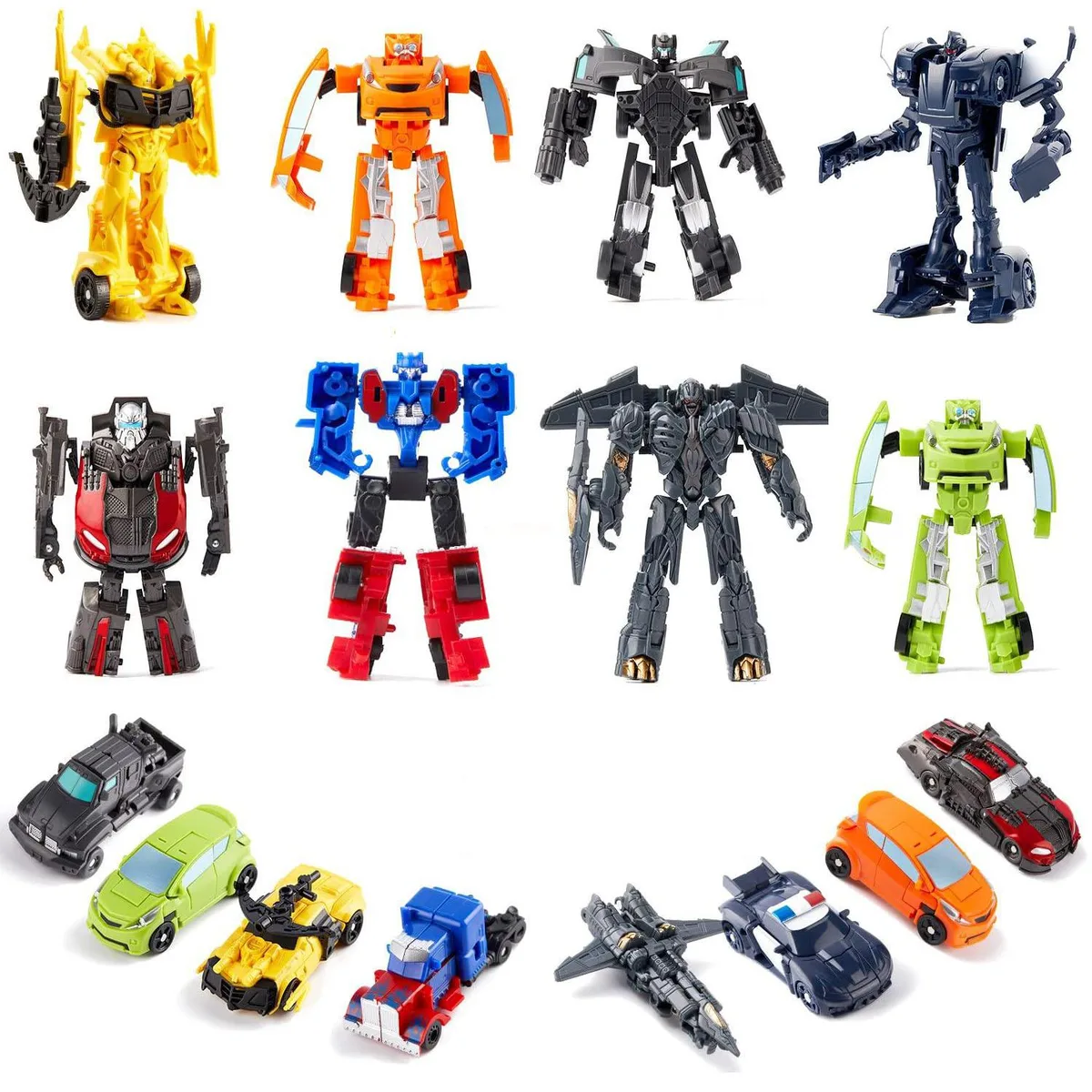 vibebli vibebli 8 Pcs Deformable Robot Car Action Figures 3.5 inch — product photo