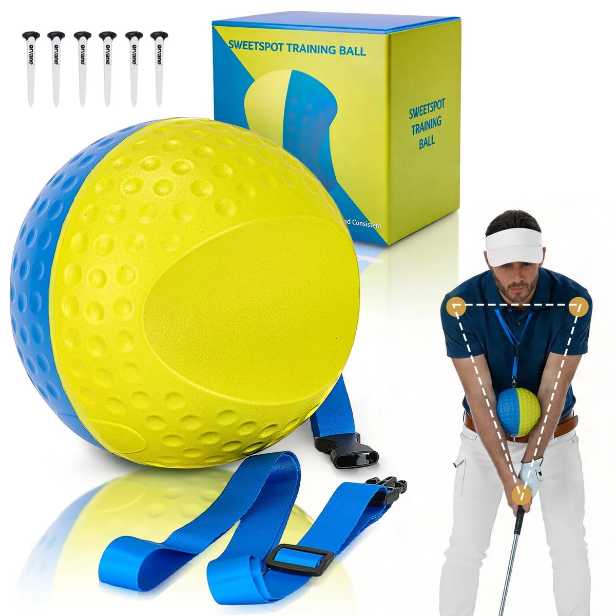  Orvane Golf Training Aid Ball Forearm Connection Swing Trainer L Blue Yellow — product photo