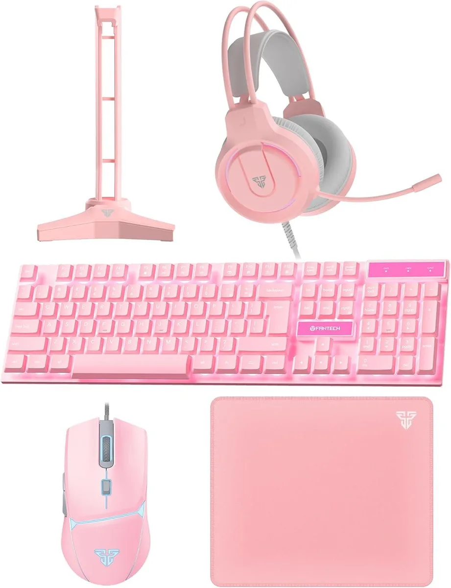 BFKK BFKK 5-in-1 Gaming Keyboard Set Pink 8000 DPI 50mm Driver 320g Headset — product photo