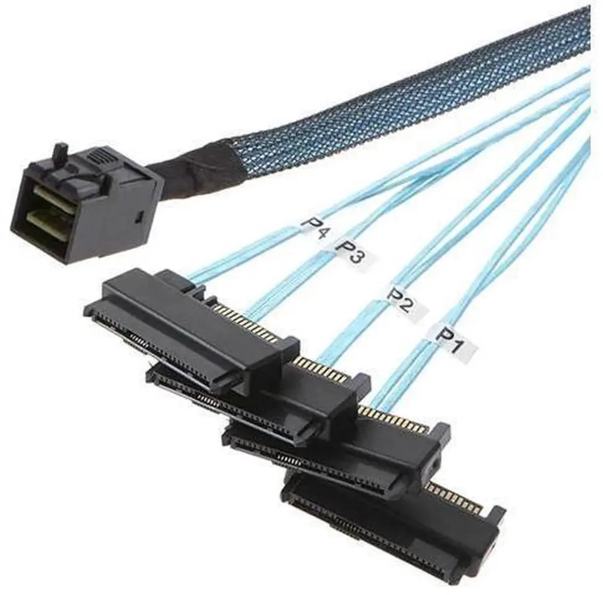 SMUGDESK SMUGDESK SFF8643 Mini SAS HD to 4×SFF8482 29Pin Breakout Cable with 15Pin Power Port, 12Gbps 3.3ft — product photo