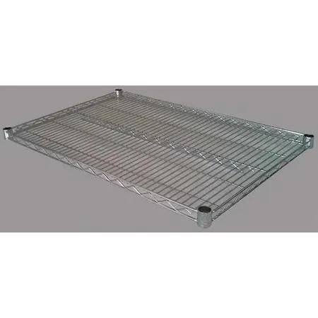 Silver zinc-plated steel wire shelf 24 inches deep by 60 inches wide