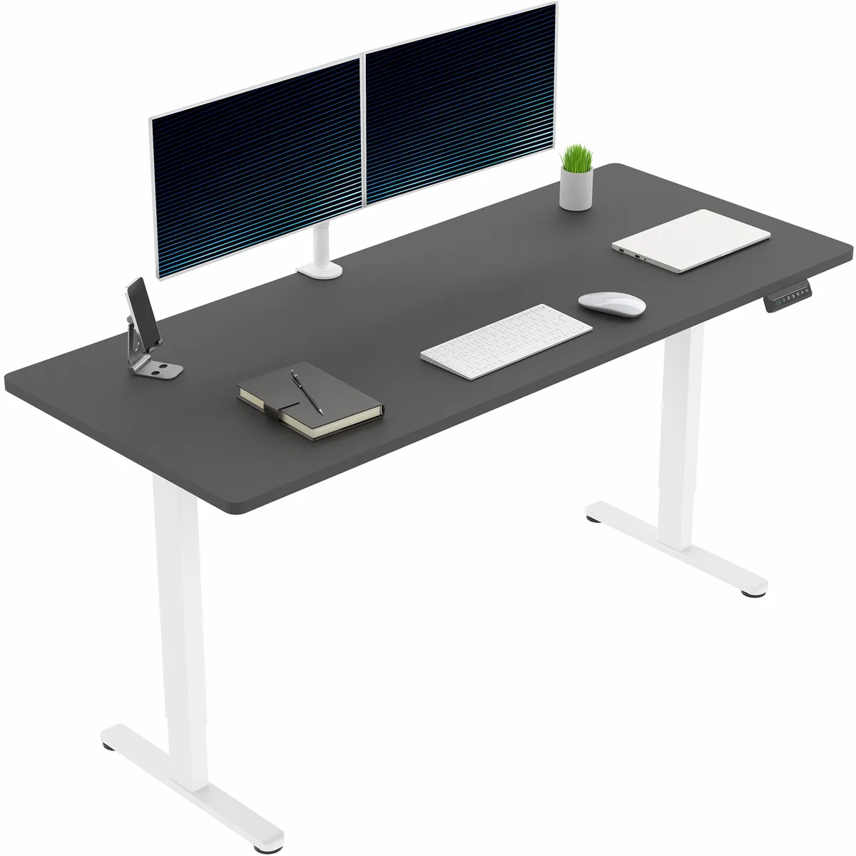 VIVO VIVO Dual Motor 71 x 30 Standing Desk, Black Top, White Frame — product photo