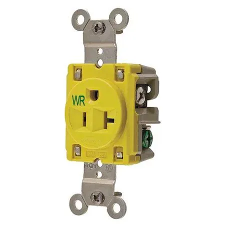 Hubbell Incorporated Hubbell Incorporated HBL53CM61 Straight Blade Receptacle 5-20R 20 A Yellow — product photo