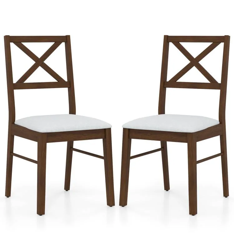 SlickBlue SlickBlue Upholstered Side Dining Chairs Set of 2 Brown Rubber Wood Frame — product photo