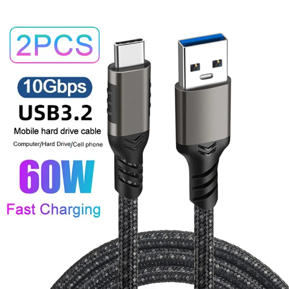 ESTONE ESTONE PQ057 USB A to USB C cable 2-pack 1.6ft 10Gbps 60W — product photo