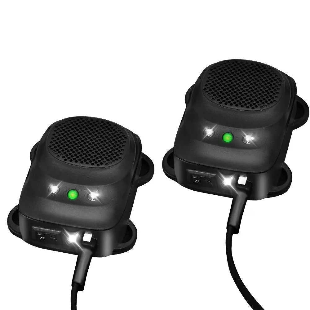 Two small rectangular boxes with wiring harnesses and three LED lights each