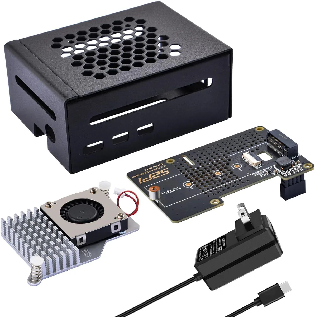 BFKK BFKK Raspberry Pi 5 Kit with Active Cooler N04 NVMe Board 27W PSU barebone mini PC — product photo