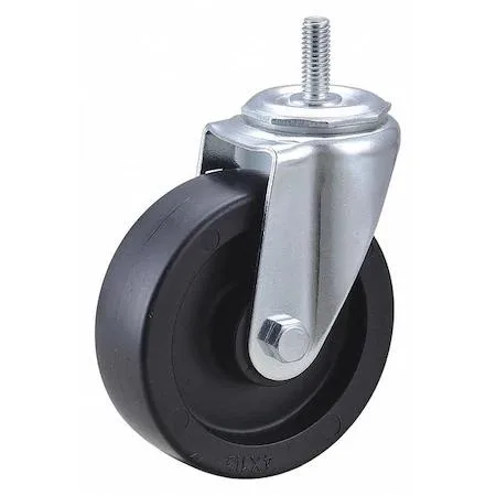 Silver zinc-plated swivel stem caster with white polyolefin wheel