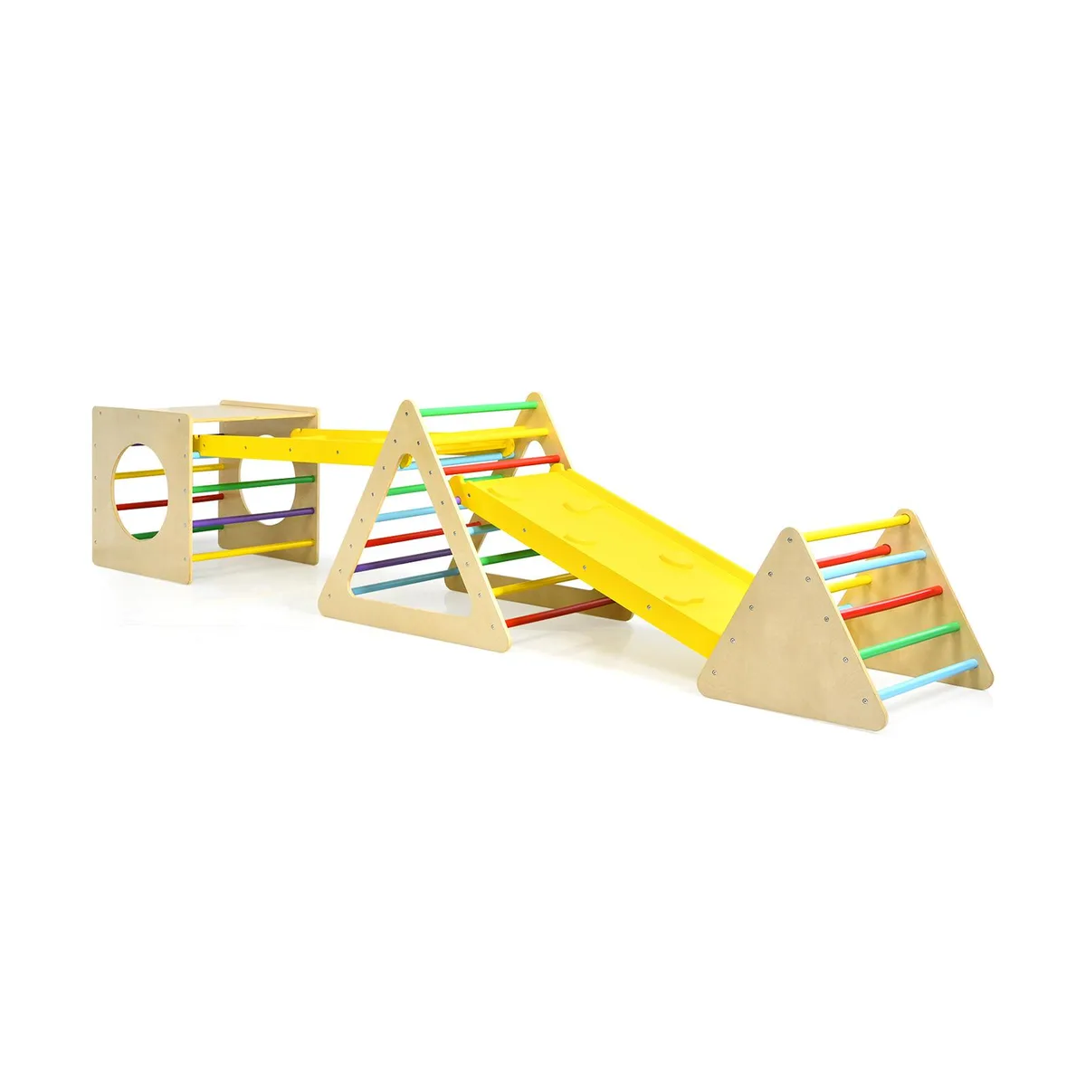 SlickBlue SlickBlue 5-in-1 Triangle Climber Play Gym Set with 2 Ramps Beige — product photo