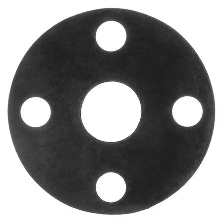 Black Viton full-face flange gasket with four bolt holes