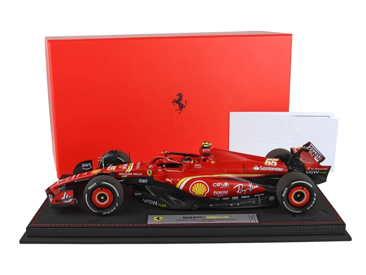 BBR BBR Ferrari SF-24 #55 Carlos Sainz Australian GP 2024 Limited Edition 1/18 Diecast Car — product photo