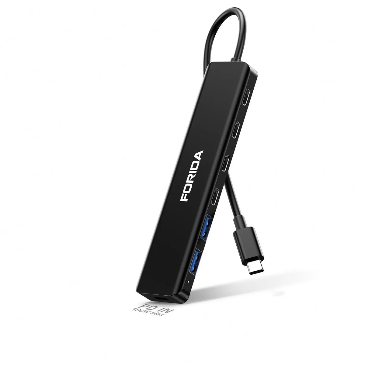FORIDA FORIDA 7-Port USB-C Hub 10Gbps 4×USB 3.2 2×USB 2.0 100W PD Black — product photo