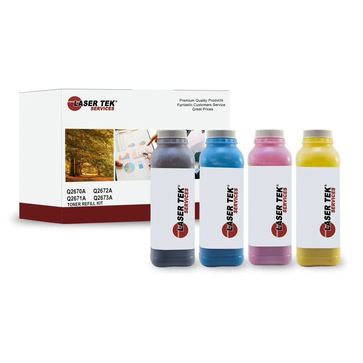 Laser Tek Services Laser Tek Services toner refill kit for HP Q2670A Q2671A Q2672A Q2673A — product photo