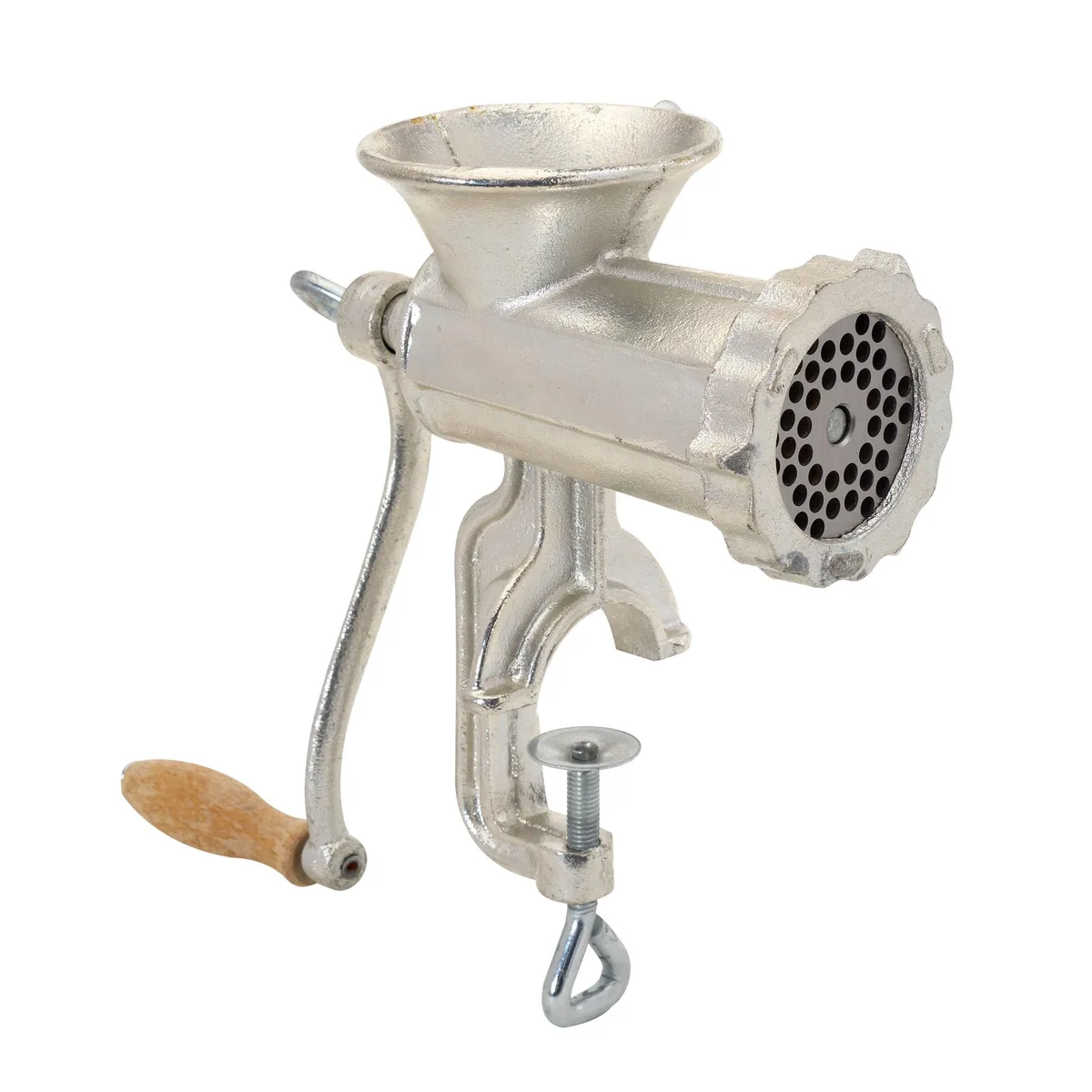  #10 Cast Iron Clamp-On Hand Grinder, Tin Plated — product photo