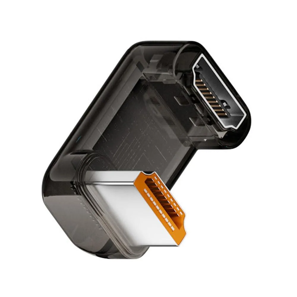LORDWORLD LORDWORLD 360° Down-Angled U-Shape HDMI 2.1 Male-Female Adapter 8K 60Hz Transparent LED — product photo