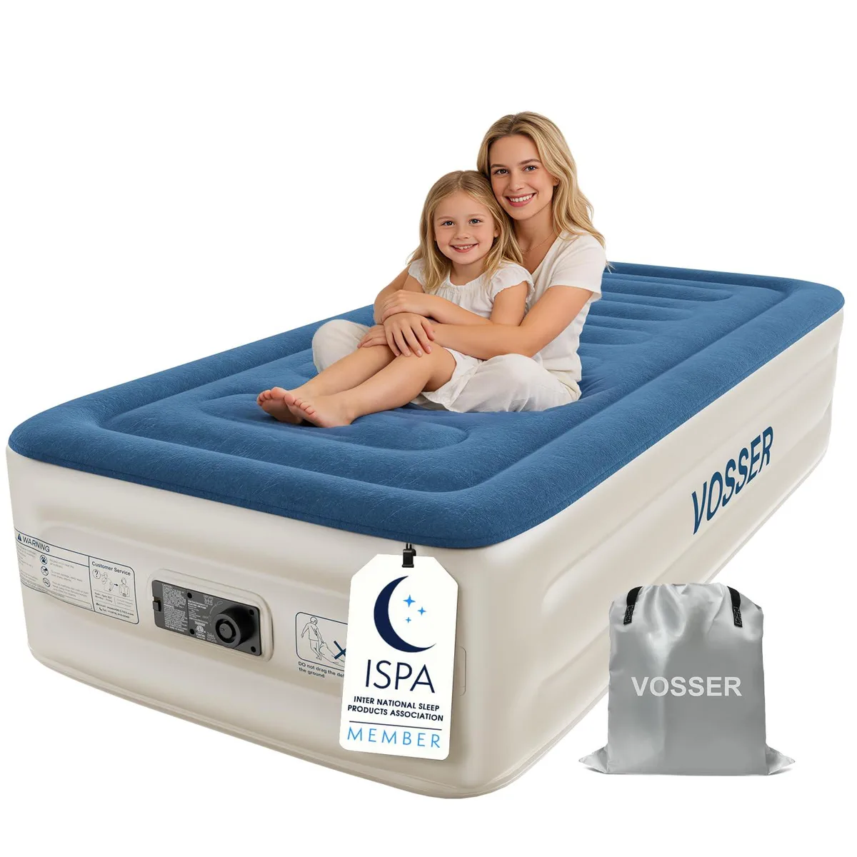  VOSSER Twin Air Mattress 80x39x15in Built-in Pump — product photo