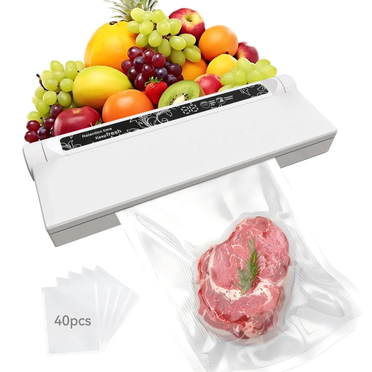  FoodSaver WOODSPROUT Vacuum Sealer 80kPa 40 bags 1.8lb — product photo